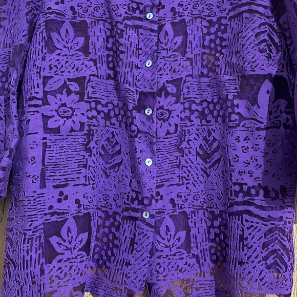 Cato Women’s Purple See Through Lace Button Front Summer Shirt Sz-20W - Picture 3 of 6